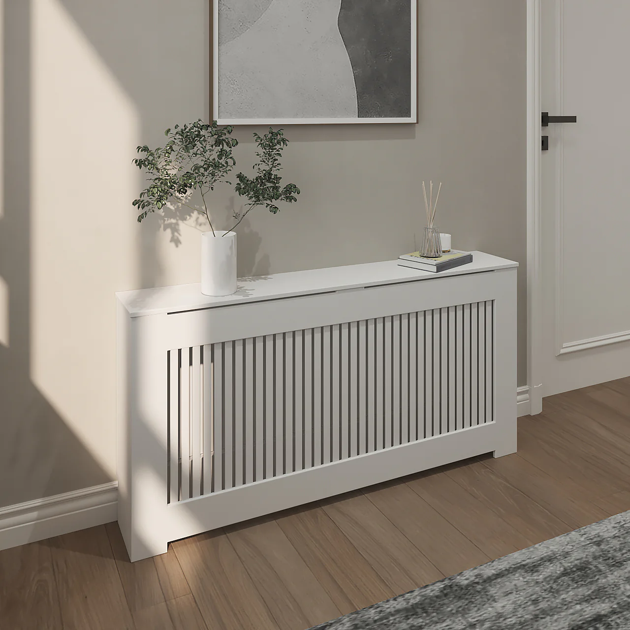 Custom White Radiator Cover NYC - STELLA Modern Heat Cabinet - Image 5