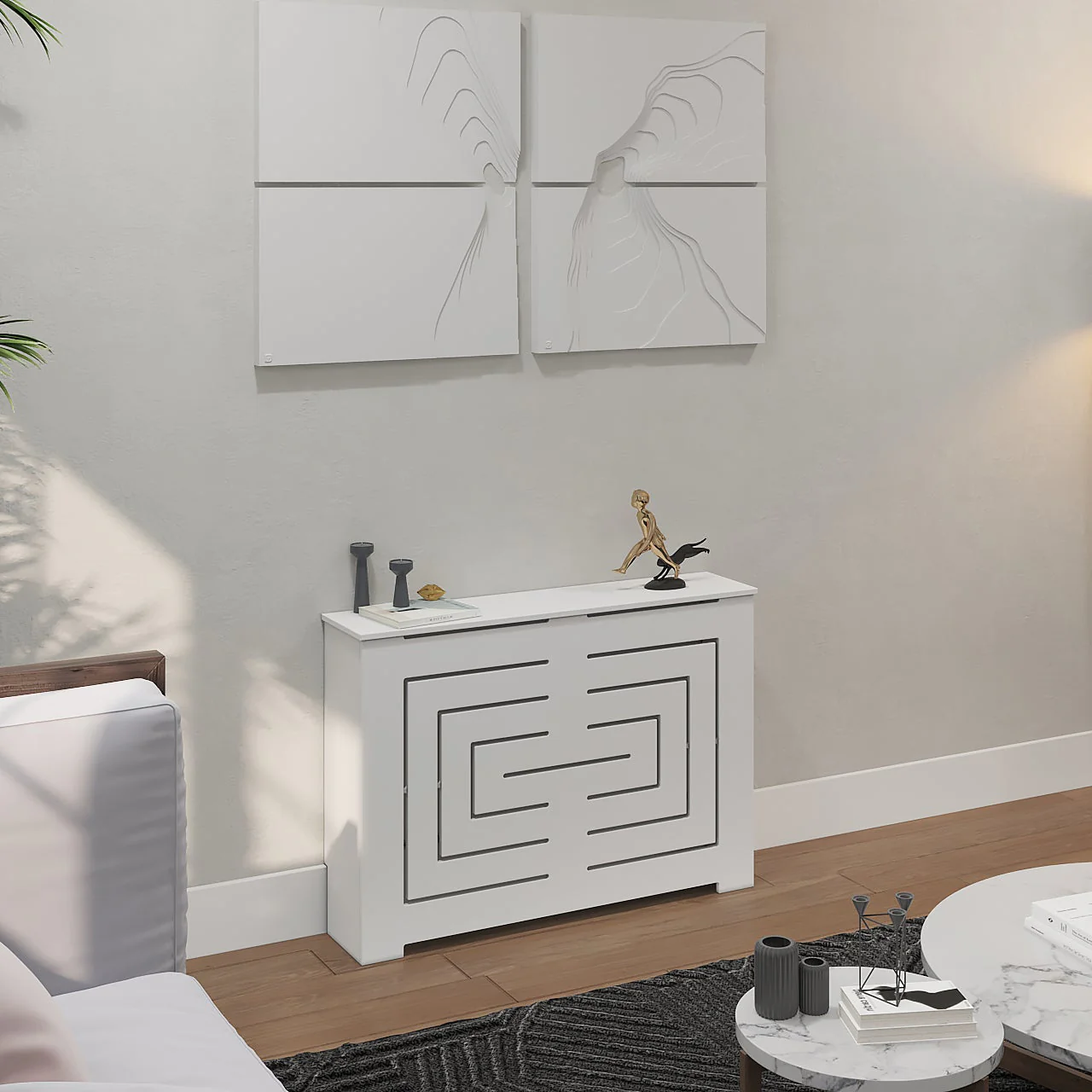 BIANCA White Radiator Cover Cabinet for Modern NYC Interiors - Image 4