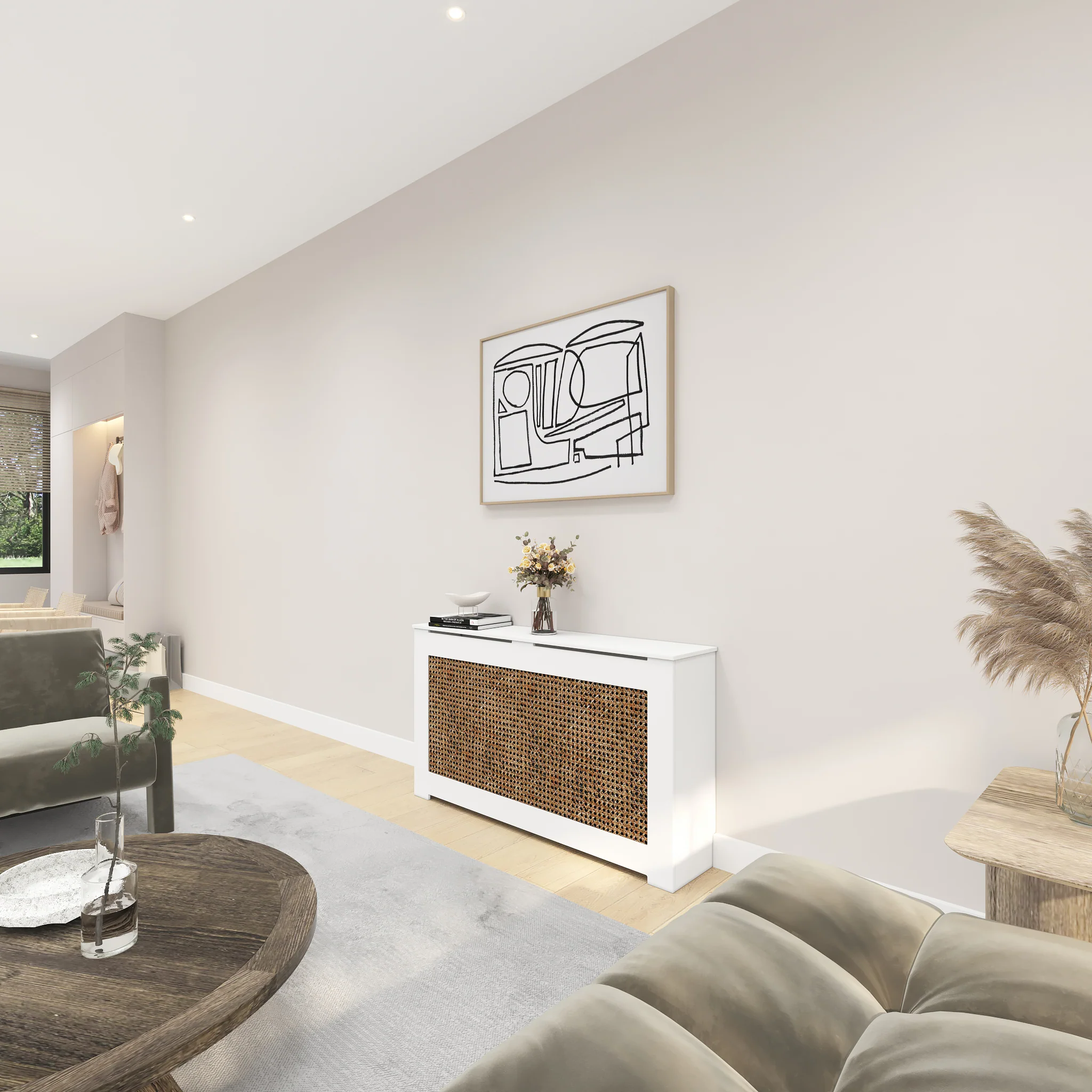 Dark Rattan Radiator Cover | Modern NYC Cabinet - Image 4