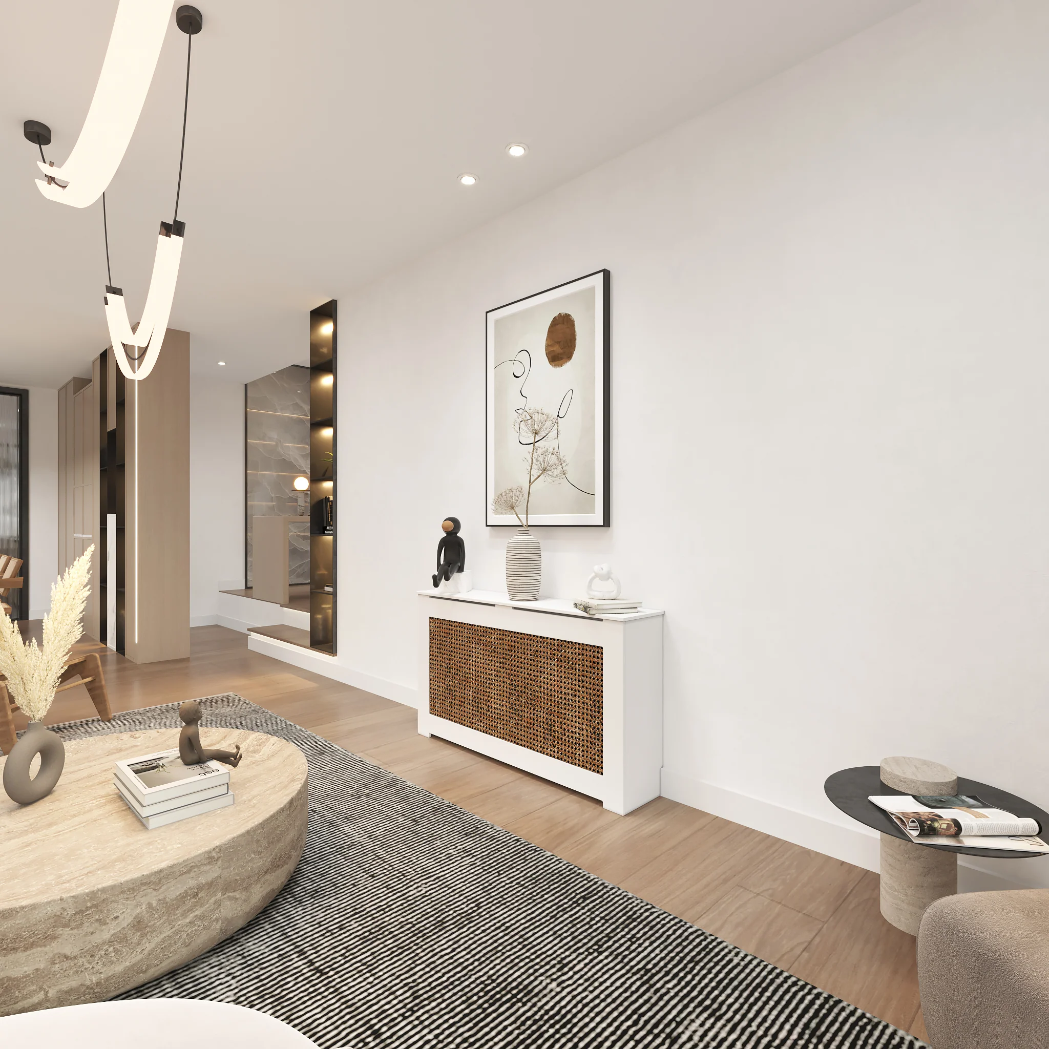 Dark Rattan Radiator Cover | Modern NYC Cabinet - Image 7