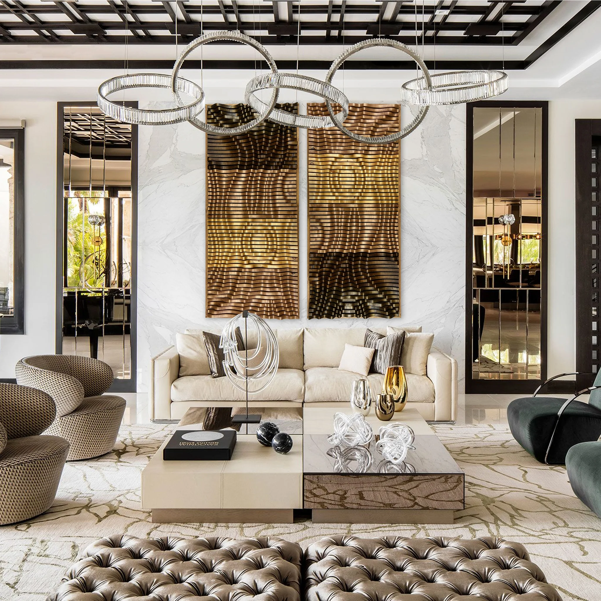 SUNRISE Parametric Wall Art, 100% Solid Wood Acoustic Design - Image 3