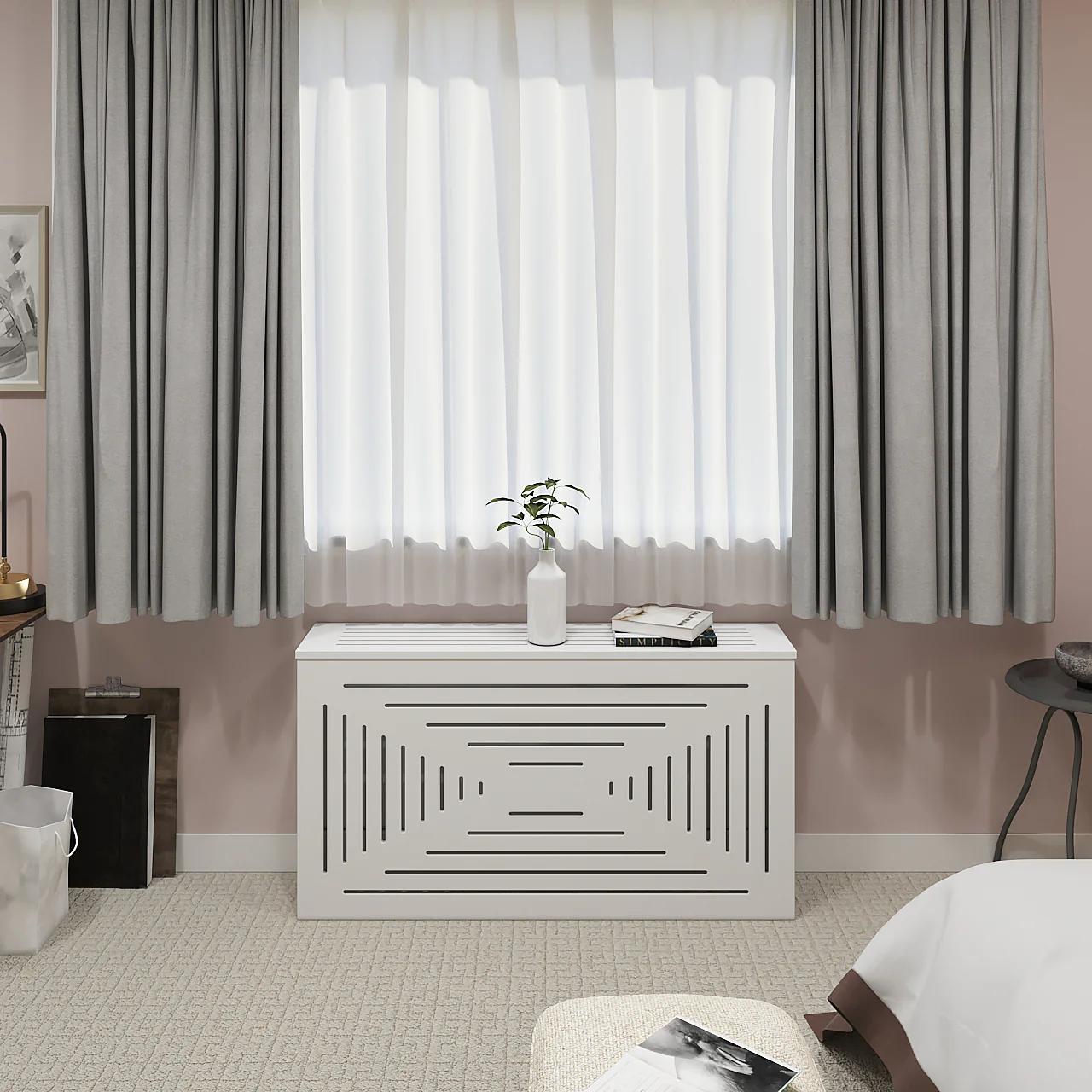 Custom Radiator Cover in NYC - Modern SANTORINI White Finish - Image 4