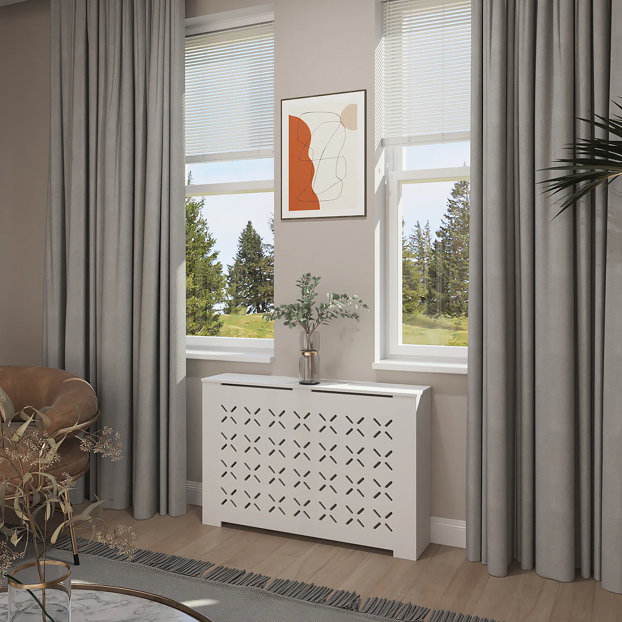 SIENNA Custom Modern Wooden Radiator Covers, NY White Design - Image 4